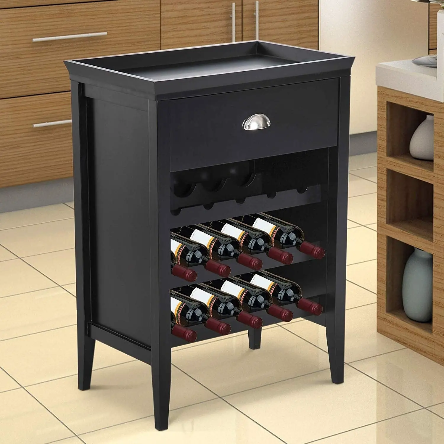 Wine Racks &  Cabinets Black HOMCOM 33â? 15 Bottle Floor Wine Rack ...