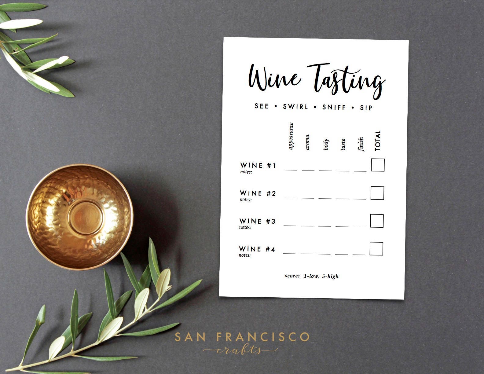 Wine Tasting Score Card Printable Wine Tasting Cards 4