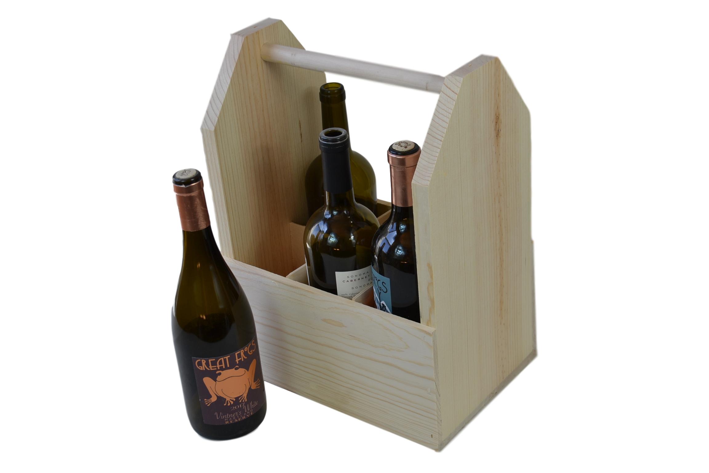 Wooden 6 Pack Wine Tote Free Shipping
