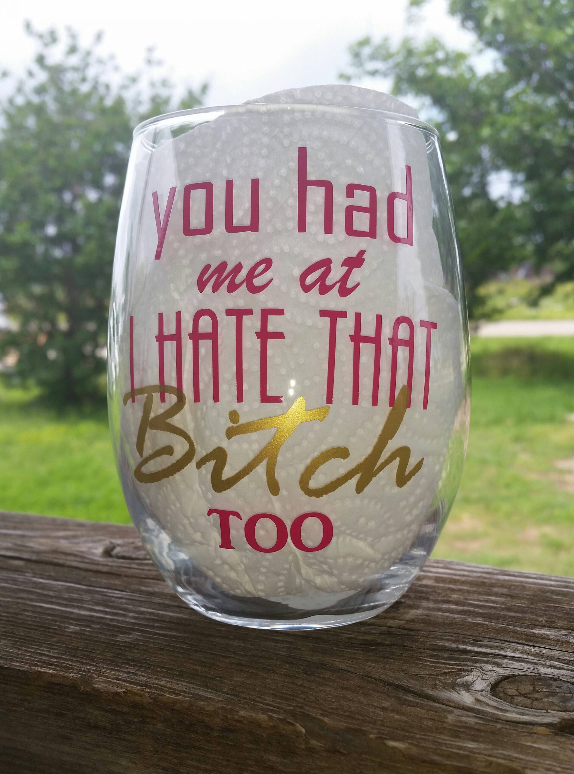 You had me at I HATE that Bitch Too / Funny Wine Glass ...