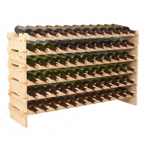 ZENY 72 Bottle Wood Wine Rack Stackable Storage 6 Tier Storage Display ...